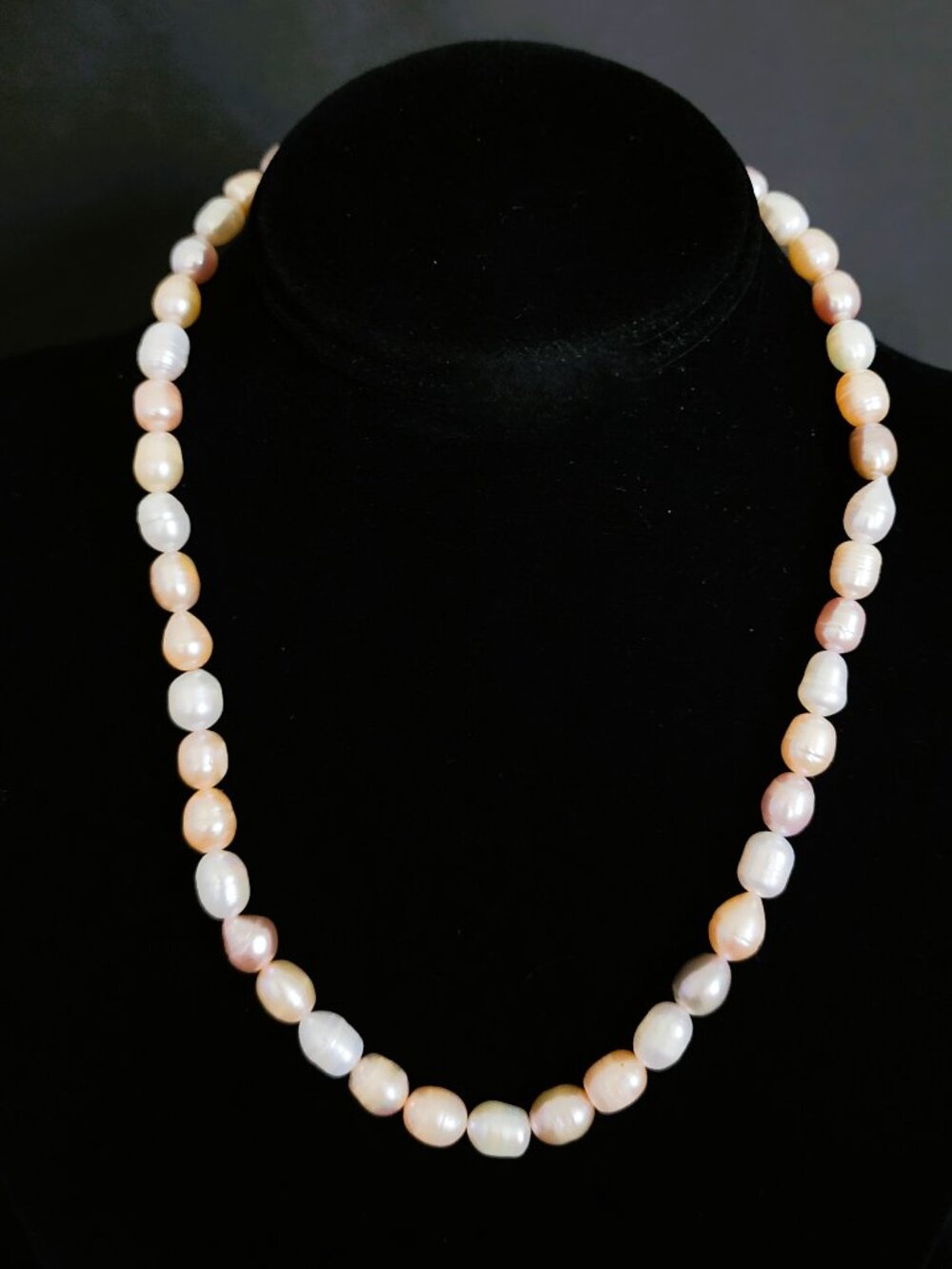 Vintage Sterling & Freshwater Tricolor Baroque Pearl Y2K Italian Necklace
